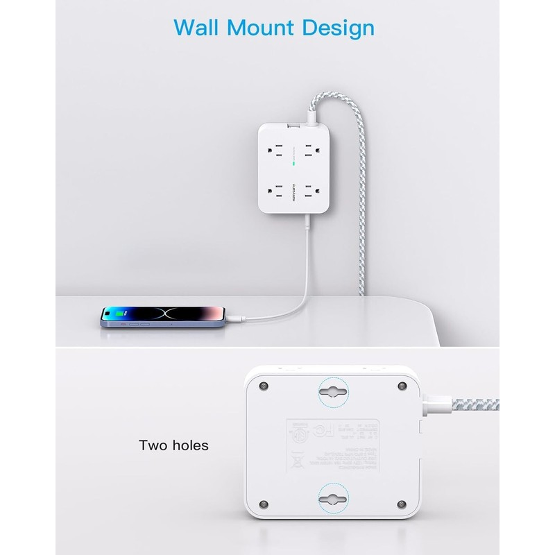 HANYCONY Surge Protector Power Strip - 8 Outlets 4 USB