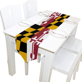 poeticcity Maryland State Flag Double Sided Oblong 13 X 70 inches Table Runner for Wedding Dining Room Kitchen Table Cloth Home Decor