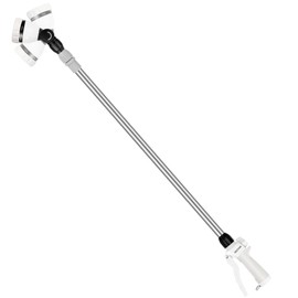 RESTMO 36”-60” Metal Watering Wand, Long Telescopic Tube | 180° Adjustable Ratcheting Head | 7 Spray Patterns | Flow Control, Garden Hose Sprayer to Water Hanging Baskets, Shrubs, White