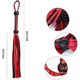 Faux Leather Whip Riding Crop Equestrian Horse Equipment Tool for Horse Riding and Training. (Red)