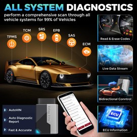 KINGBOLEN Ediag Elite OBD2 Scanner Bluetooth, Bidirectional Test Scanner All System Diagnostic Tool for iOS & Android, 15+ Hot Reset, CANFD Protocol, FCA AutoAuth, No Subscriptions Lifetime Update