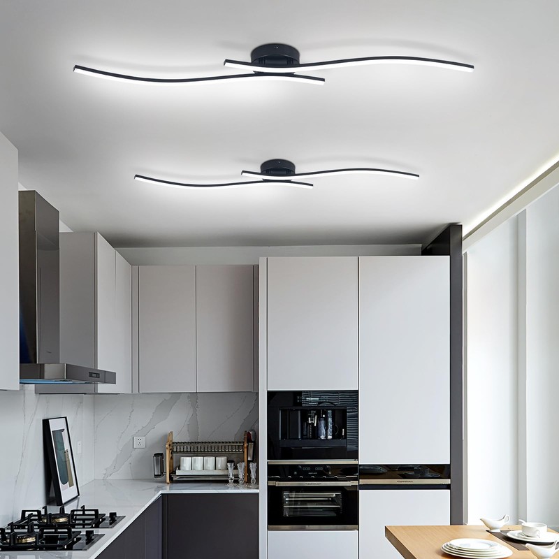 28W Linear Ceiling Light Black Modern LED Ceiling Light Fixture