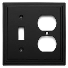 Cosmas 25068-FB Flat Black Single Toggle/Duplex Combo Electrical Outlet Wall Plate/Cover