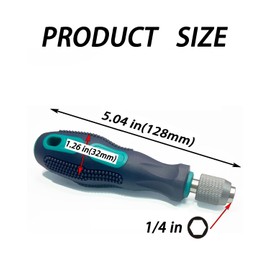 1/4" Bit Driver Handle, 1/4 inch Hex Quick Release Bit Handle,6.35mm Hex Screwdriver Bit Holder with Non-slip Handle