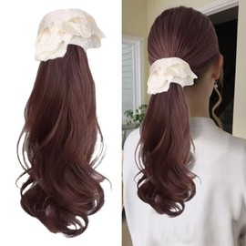 Ponytail Extension, Dark Brown Hairpiece Braid, Ponytail Hairpiece, 35 cm Hairpiece with Clip, Hair Extension Braid with Grip Clip, Suitable for Women and Girls