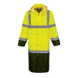 Portwest Hi-Vis Contrast Raincoat 48 - UH446, Yellow/Black, 5XL