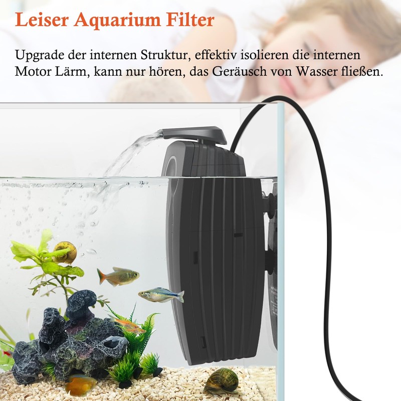 FEDOUR 600LPH Aquarium Filter with U-V, 8W Adjustable Aquarium Inner
