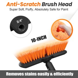 ARTIPOLY 65" Car Wash Brush with Extension Pole, Car Wash 10” Dip Soft Brush, No Scratch Car Cleaning Brush Supplies for RV Boat Truck SUV, House Siding, Snow, Floors, Extension Aluminum Alloy