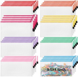 Jetec 32 Pcs Mesh Zipper Bags Toy Storage Bikini Organizer Bag Bolsas para Guardar Trajes De Baño Waterproof Zipper Reusable Pouch Puzzle Multipurpose for Storage Office(Stylish Color,9.5 x 4.5 Inch)