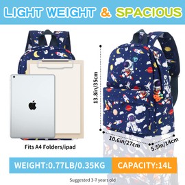 Jarler Kids Backpack Boys Backpack Toddler Backpack Children's School Bag Preschool for Boys Rucksack Preschool Daypack Kindergarten Canvas Backpack (L, Blue Astronaut)