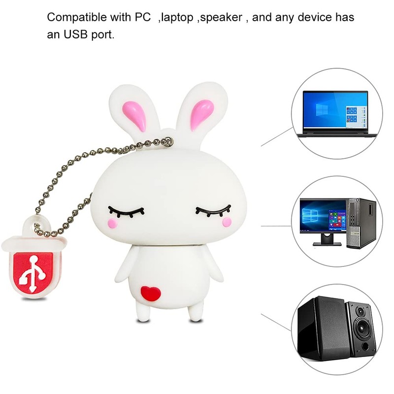 BorlterClamp Cute USB Flash Drive in Rabbit Shape 64GB Novelty