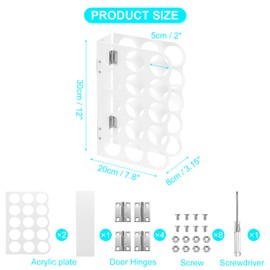 QUARKZMAN Vinyl Roll Storage Shelf Set of 2 Acrylic Vinyl Rolls Holder for up to 30-Hole Vinyl Organisation for Craft Room Vinyl Rolls Gift Paper White