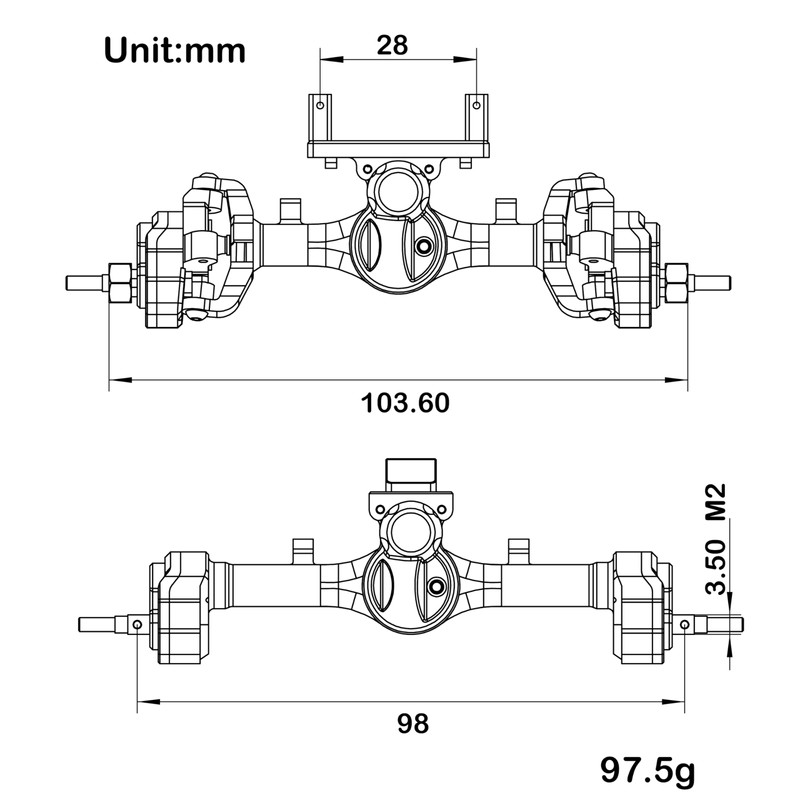 MEUS Racing +6.2mm SCX24 Portal Axles for Axial 1/24 SCX24