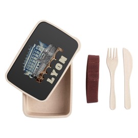 Fabulous Lunch Box Lunchbox mit Besteck, Schwarz – Lyon Collage France Ville Est Culture – 700 ml