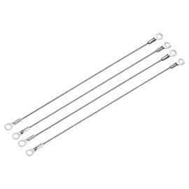 YOKIVE 4 Pcs Stainless Steel Lanyard Cables, Eyelets Ended Security Wire Rope | Great for Doors, Curtains, Hanging Lamps (Silver, 2mmx20cm)