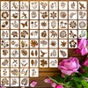 64 Pack Flower Stencils for Painting, 3 Inch Reusable Stencils