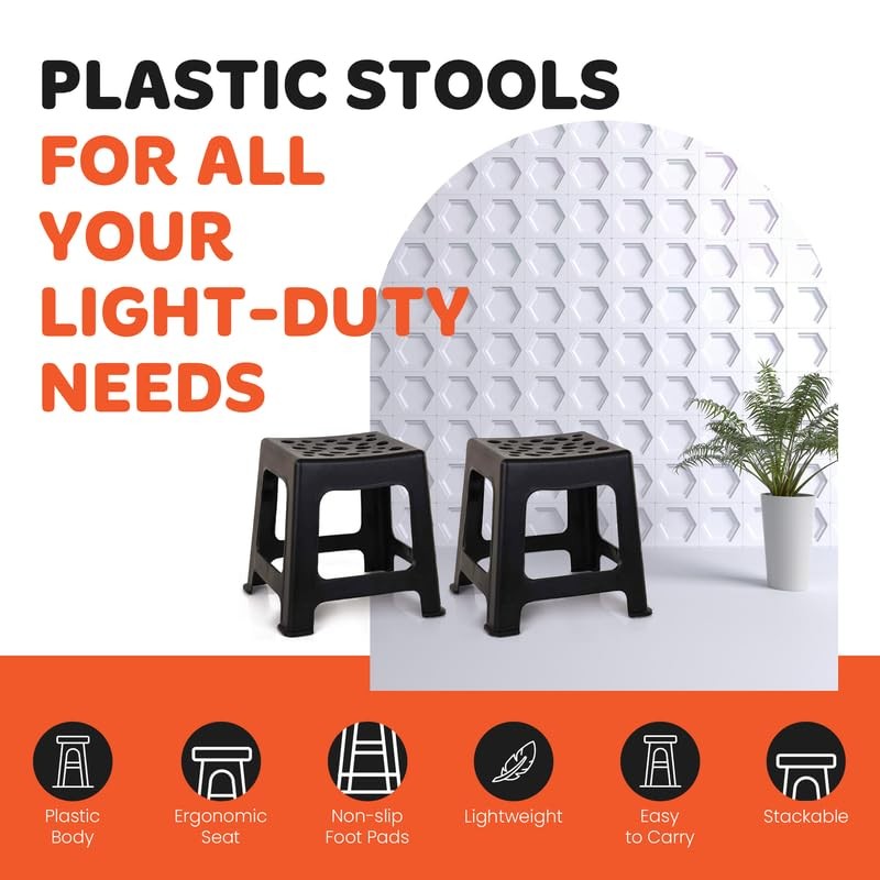 Mintra Home Light Duty Plastic Stools 2pk (18in Height, Dark