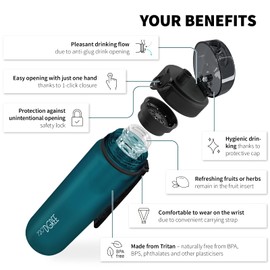 720°DGREE Kids Water Bottle “uberBottle“ - 350 ml softTouch +Fruit-Infuser - BPA-Free Tritan, Leakproof, Reusable Drinking Bottle - Waterbottle for Children, Kindergarten, School, Sports, Running