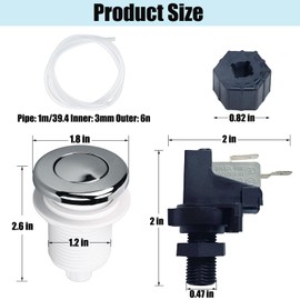 Interruptor de aire de eliminación de basura 16A Encendido/Apagado, kit de botón de interruptor de aire con manguera de aire de 3.2 pies chorro de hidromasaje para tina, spa, basura, tina de