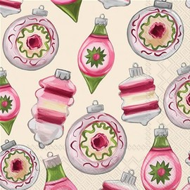 IHR Ideal Home Range Party Napkins Disposable 3-Ply Paper Lunch Napkin Pack, 6.5" x 6.5", Jolly Ornaments, 20-Count