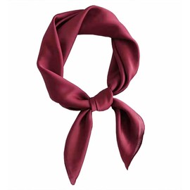 DRCUROTS pure color square scarf head scarf neckerchief for Women 27 by 27 Inch (wine) (wine)