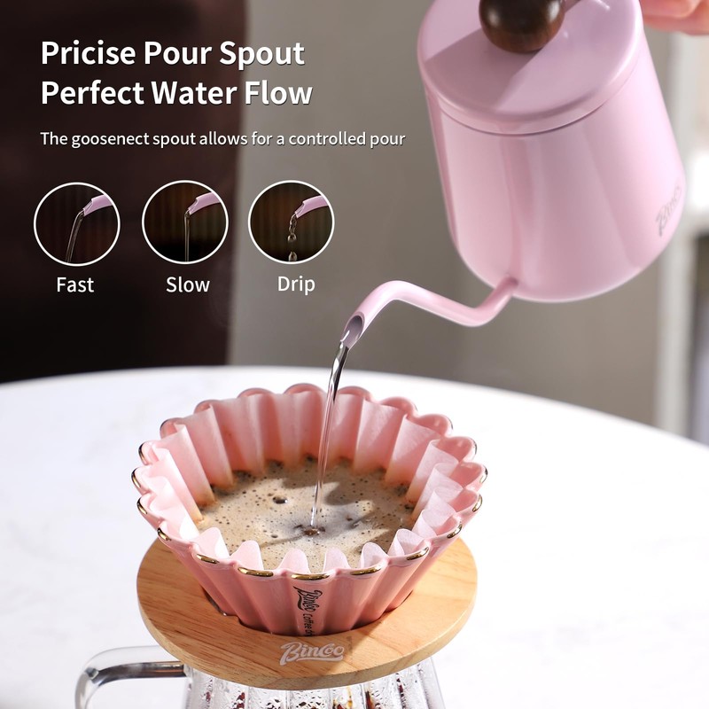 Pink Pour Over Coffee Kettle - 600ML/20oz Stainless Steel Coffee