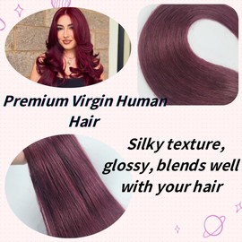Burgundy Tape in Hair Extensions Human Hair 14 Inch Seamless Tape in Remy Human Hair Extensions for Girls