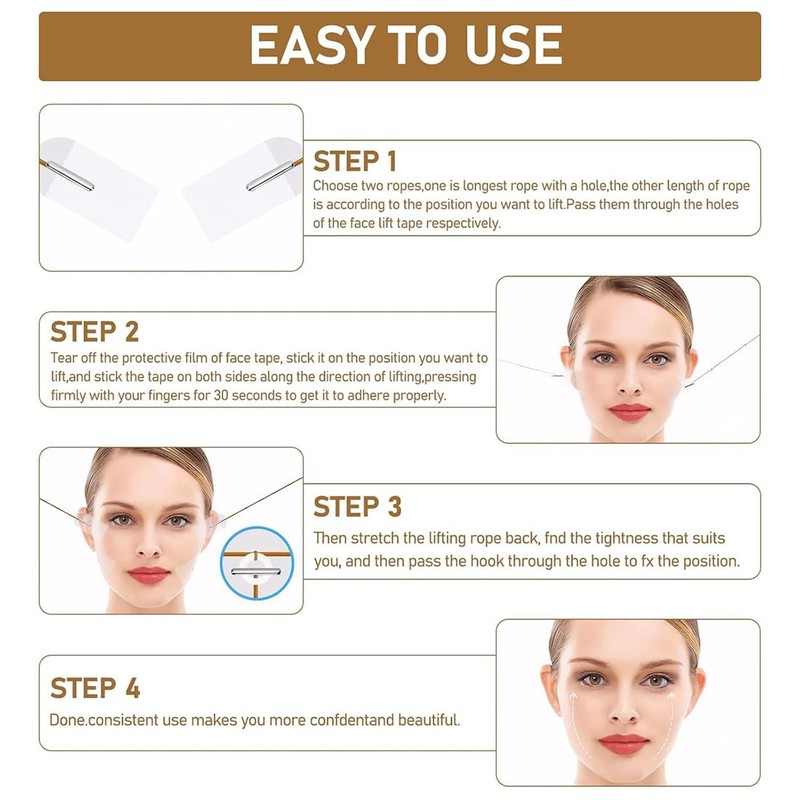 GGUFAY 1 Set Face Lift Tape, 54 Stück + 4