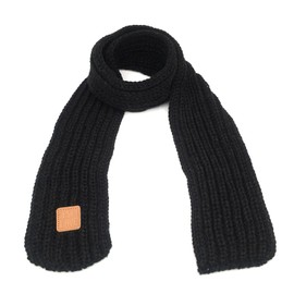 Kids Knit Scarf Winter Fashion Solid Color Toddler Baby Scarves Wrap Neck Warmer Black