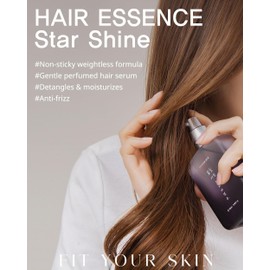 FIT YOUR SKIN Star Shine Hair Essence - Frizz Control Nourishing Hair Oil Serum for Damaged & Dry Hair - Smooths Ends Adds Shine - Nature Derived Oil & Argan Oil - Floral Musk Scent - 3.38 fl.oz