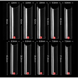 Nail Tip, Long False Nails, 10 Different Sizes, 1000 Pieces, Solid Color, Nail Decoration, Practice, DIY, Nail Supplies, Transparent, Natural Color, Nail Tip, XXL Extra Long Straight Square Tip, C Curve Half Cover, Long Nail, Nail-Chippu