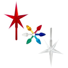 National Artcraft® Small Twist-Style Ceramic Christmas Tree Lights - Assorted Colors + 2 Stars in RED & Clear (146 Pcs)