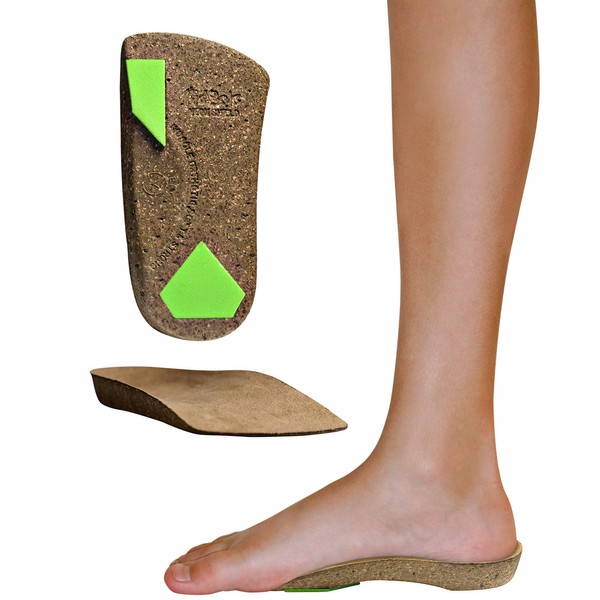 KidSole 3/4 Length Cork Neon Shield Arch Support Insole for Kids with Foot Pronation, Flat feet, or Any Other undiagnosed Arch Support Issues. (Kids Size 4-7.5)