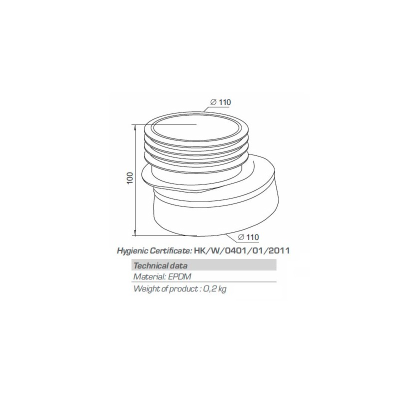 110mm Toilet WC Offset Extension Waste Pan Rubber Connector