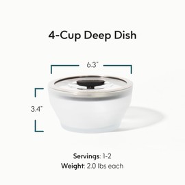 Anyday 4-Cup Microwave Cookware & Glass Container with Glass Lid, Plastic-Free Deep Food Storage | Stackable Airtight Steamer with Vented Lid for Microwave-Safe Reheating, Steaming Vegetables & Rice