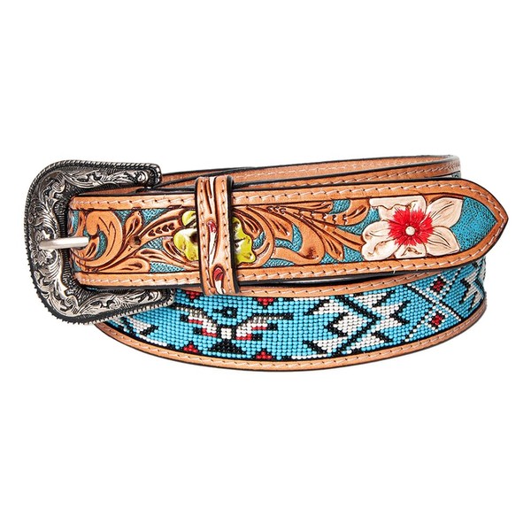 American Darling X-Large Hand Tooled Tan Genuine American Leather Beaded
