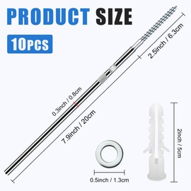 Axincardarm 10 pcs Floating Shelf Brackets Ø8 x 200mm Concealed Shelf Supports, Silver Hidden Shelf Brackets for Floating Wood Shelves Wall Mounted