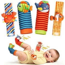 Baby Toys 0-6 6-12 Months, Baby Wrist Rattle Socks and Foot Finder Set | Bright Colors, Soft & Comfortable, Baby Wrist Rattles, Baby Rattle Socks, Inf