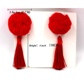 Baby Girls Chinese Style Hairy Furry Balls Bows Tassels Hair Clips Barrettes for Kids Festival
