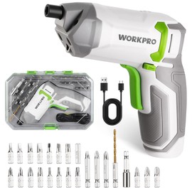 WORKPRO Powerful 3.6V Cordless Electric Screwdriver Set with 240 RPM 7Nm High-Torque Motor | Versatile Mini Drill with 24-Piece Bit Set | Perfect for DIY Projects and Home Repairs