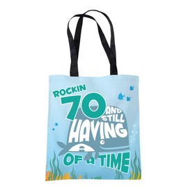 70th Birthday Gifts for Women Men - Rockin 70 Funny Canvas Tote Shopper Bags