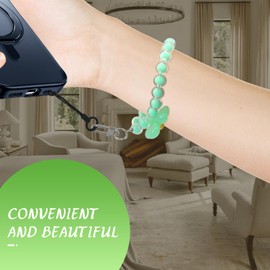 Shguaji Phone Charm, Bracelet Wrist Strap Lanyard, Phone Chain Wristlet Accessories for Keychain Camera Pendants Decor(Green)