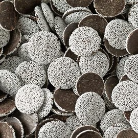 Bayside Candy Regular Nonpareils Dark Chocolate - French Style Chocolate Sprinkles Candy - Dark Chocolate Nonpareils - Chocolate Discs Topped with White Nonpareils (4LB)