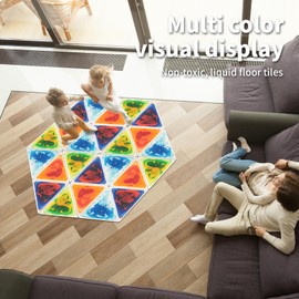 LONGKING 4-Sheet Liquid Triangle Sensory Tiles, Colorful Floor Tile for Play Centers, Playroom, Lava Tiles, 12.7" x 14.7"
