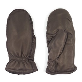 Harssidanzar Womens and Kids Lambskin Leather Outdoor Mittens Gloves Thermolite Lined,Brown, M