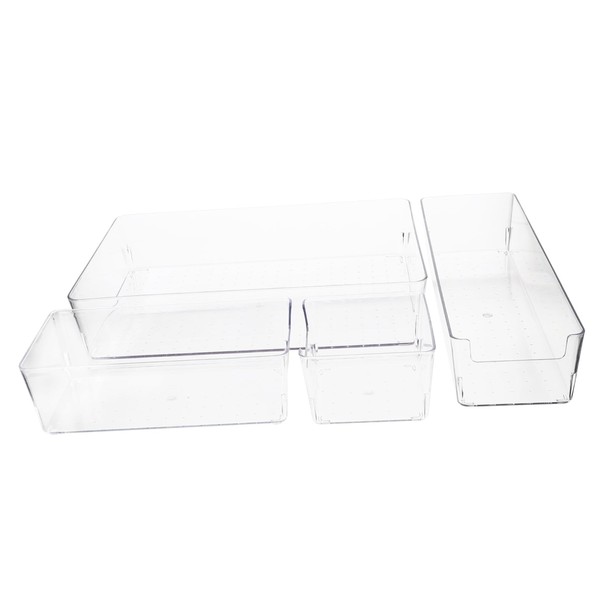 DOITOOL 4Pcs Drawer Organizer Set Plastic Storage Box for Desk