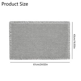 Waffle Bath Mat, Super Absorbent Quick Dry Bath Mats, Non-Slip Bath Mat, Machine Washable Bathroom Mat, Ultra Soft Boho Bathroom Rugs with Tassels Beside (Grey, 43x61cm)