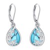 Eusense Turquoise Earrings 925 Sterling Silver Filigree Drop Earrings Flower