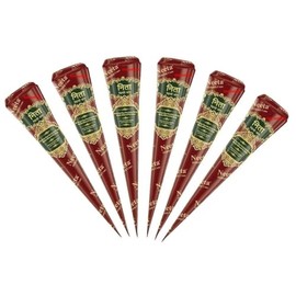 6 x Neeta Mehndi Cones Dark Brown Mehndi | All Natural Body Art Organic Hebral Temporary Tattoo | Ready to Use