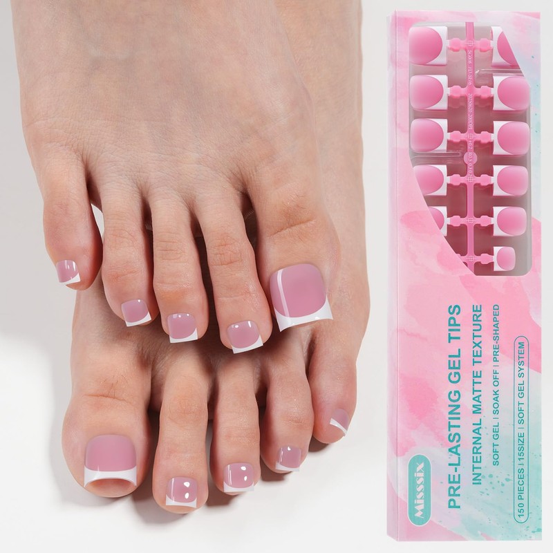 Misssix Uñas Postizas de Gel para Dedos de Los Pies,